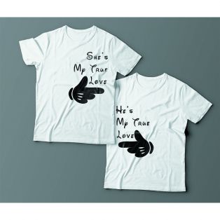 Парные футболки для влюбленных "She's/He's my true love (Она/Он моя настоящая любовь)"